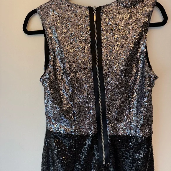 Nicole Miller Elegant Silver Black Sequin Dress Evening Occasion Date 0012 - Picture 14 of 15